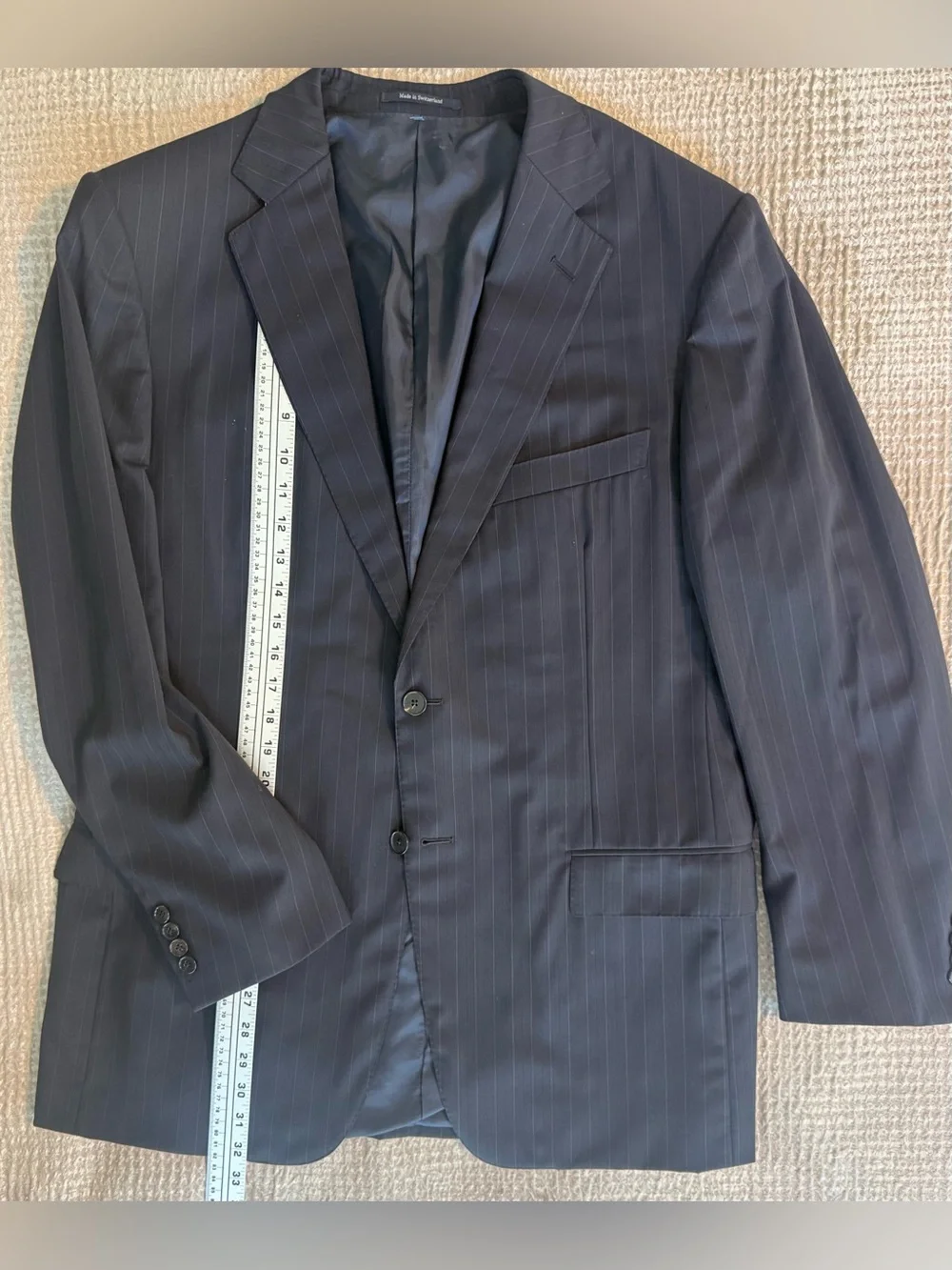 Ermenegildo Zegna for MR.SID 54R Navy Pinstripe Wool Suit Jacket Swiss 🇨🇭